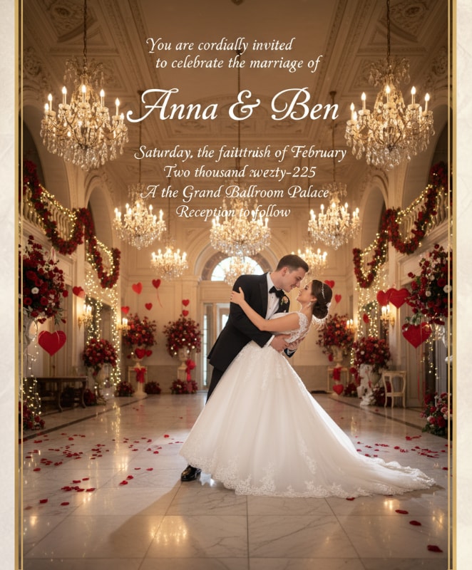 ballroom dancing valentine wedding invitation elegant