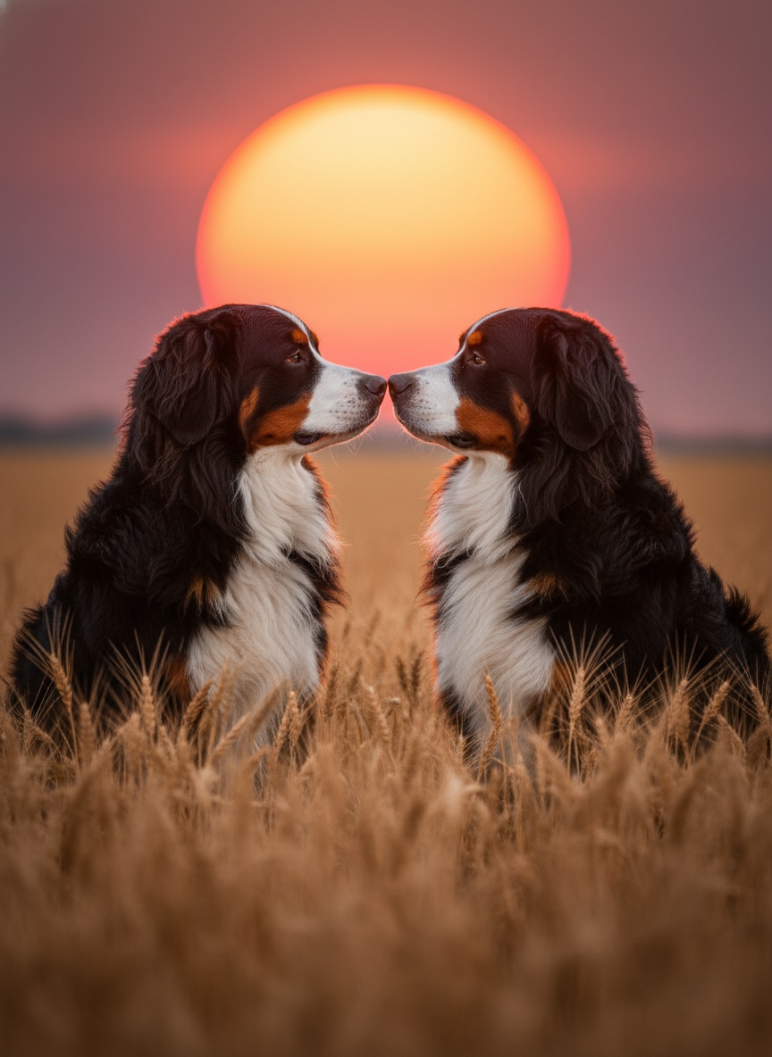 Bernese Sunset Nose Boop