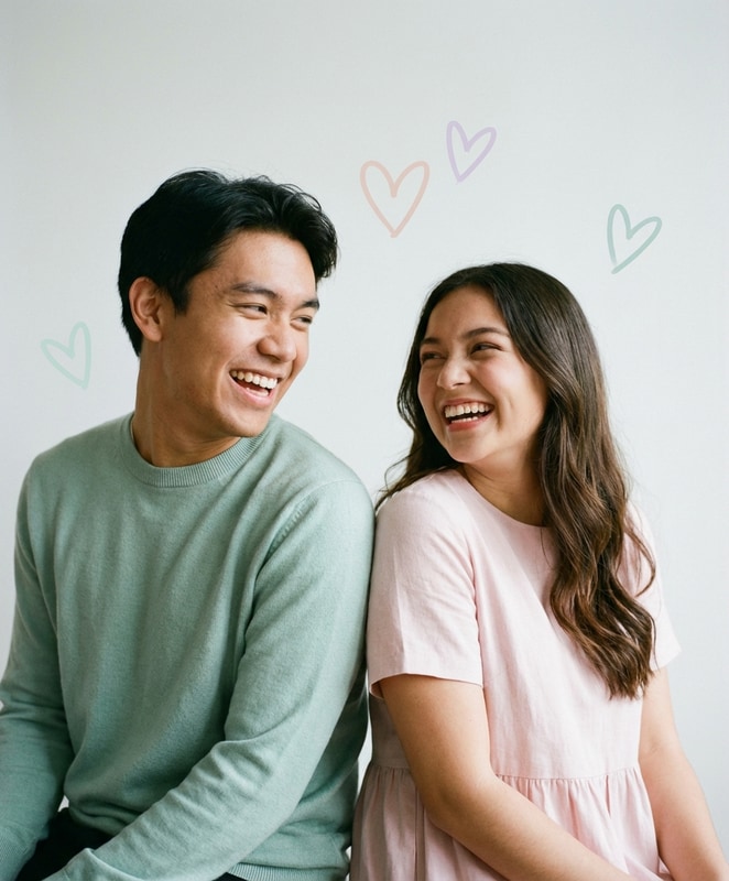 brother sister candid laugh photo