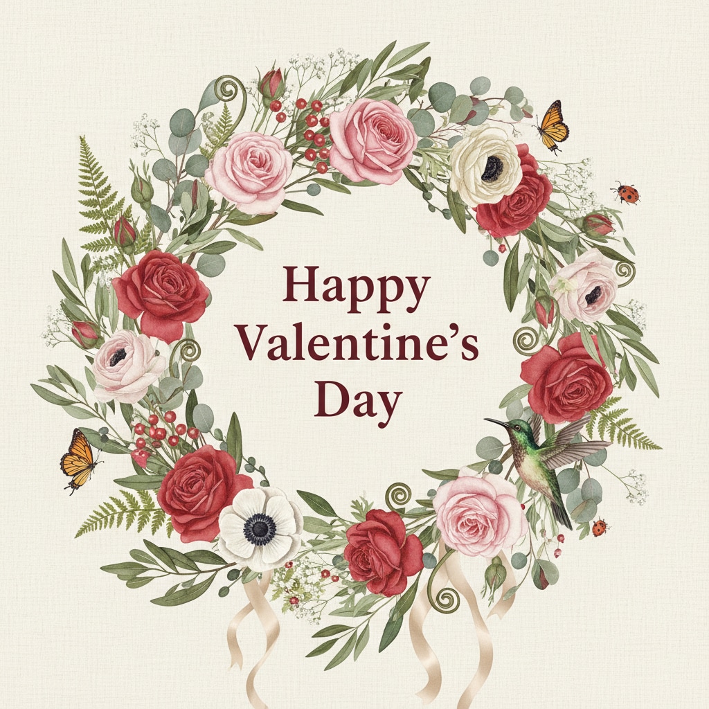 Valentine's Day 's Botanical Garden Wreath Frame 2026