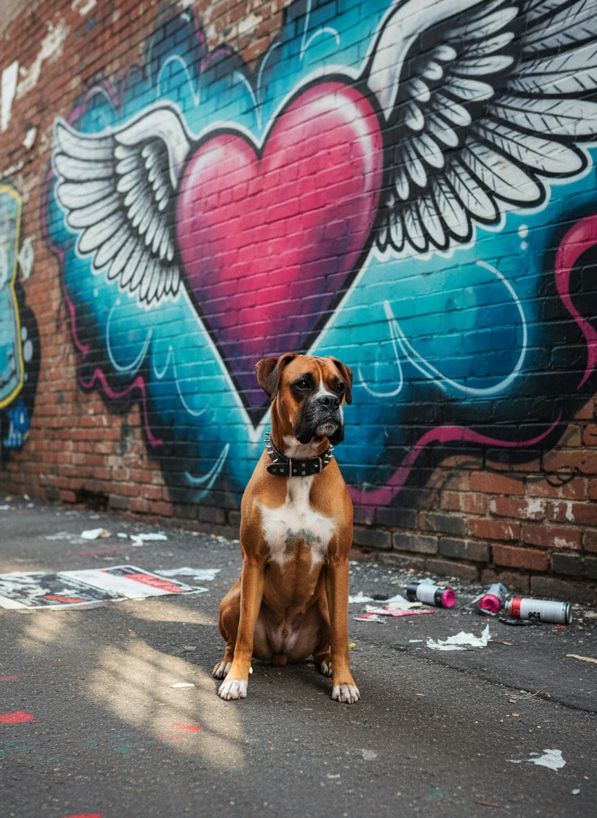 Boxer Urban Graffiti Heart