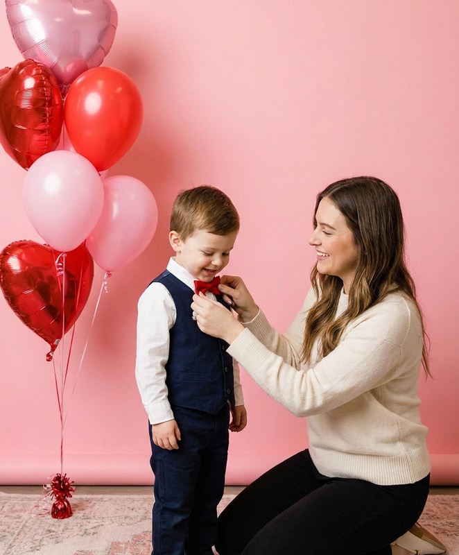 sister and son bowtie moment