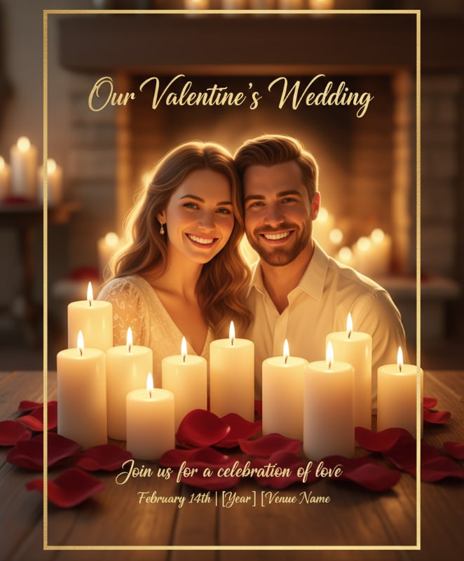 candlelight valentine wedding invitation intimate romantic