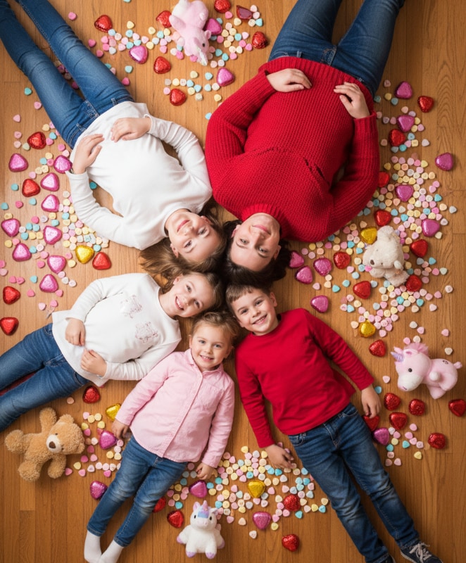 colorful valentines day family candy photo