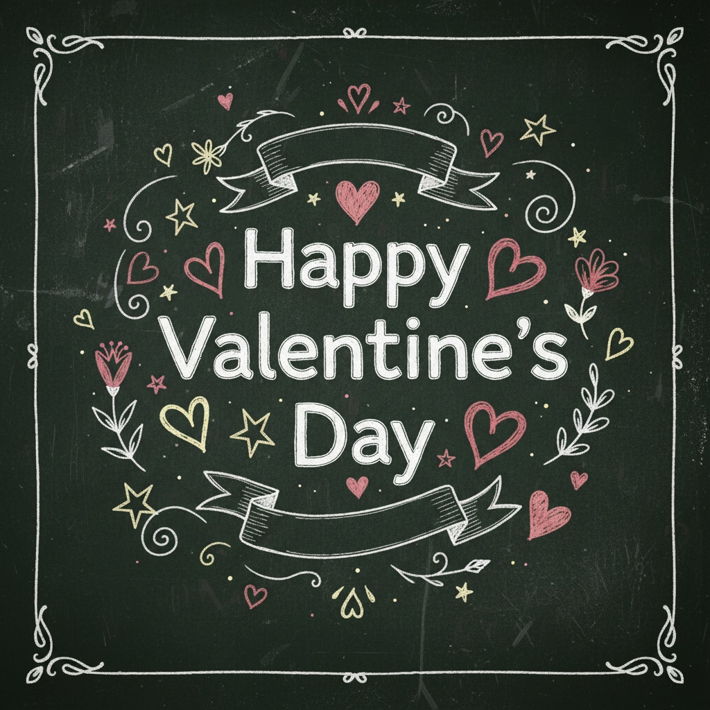 Valentine's Day 's Chalkboard Hand-Drawn Style 2026