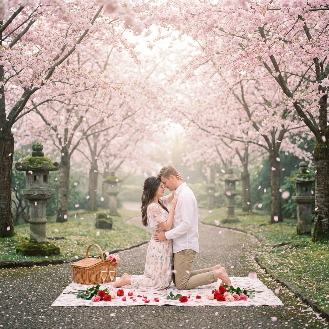 dreamy cherry blossom valentine proposal shower