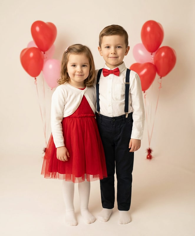 brother sister red white outfits