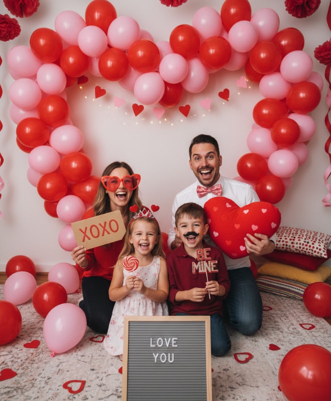 diy valentines day family photo booth