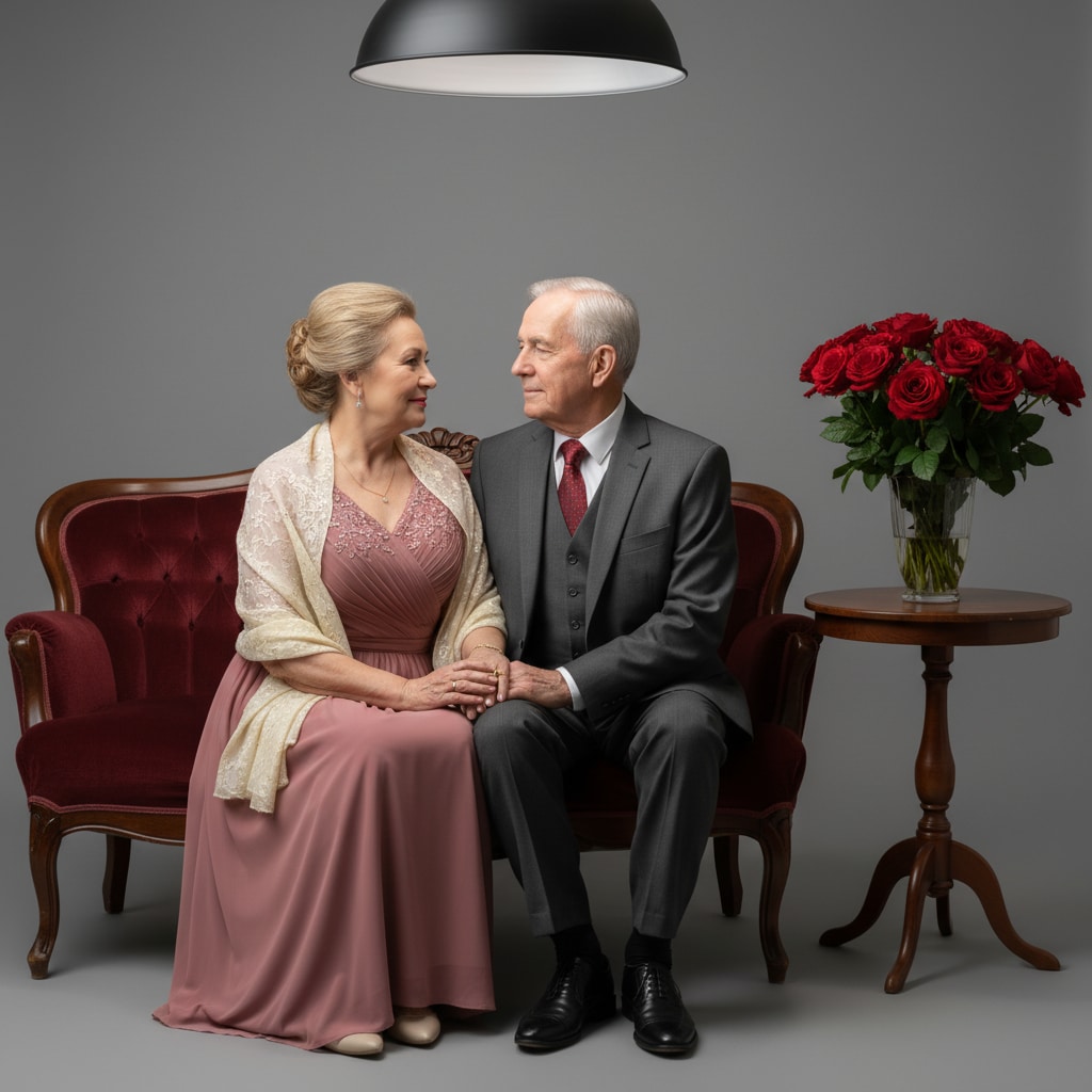 studio valentines couple portrait