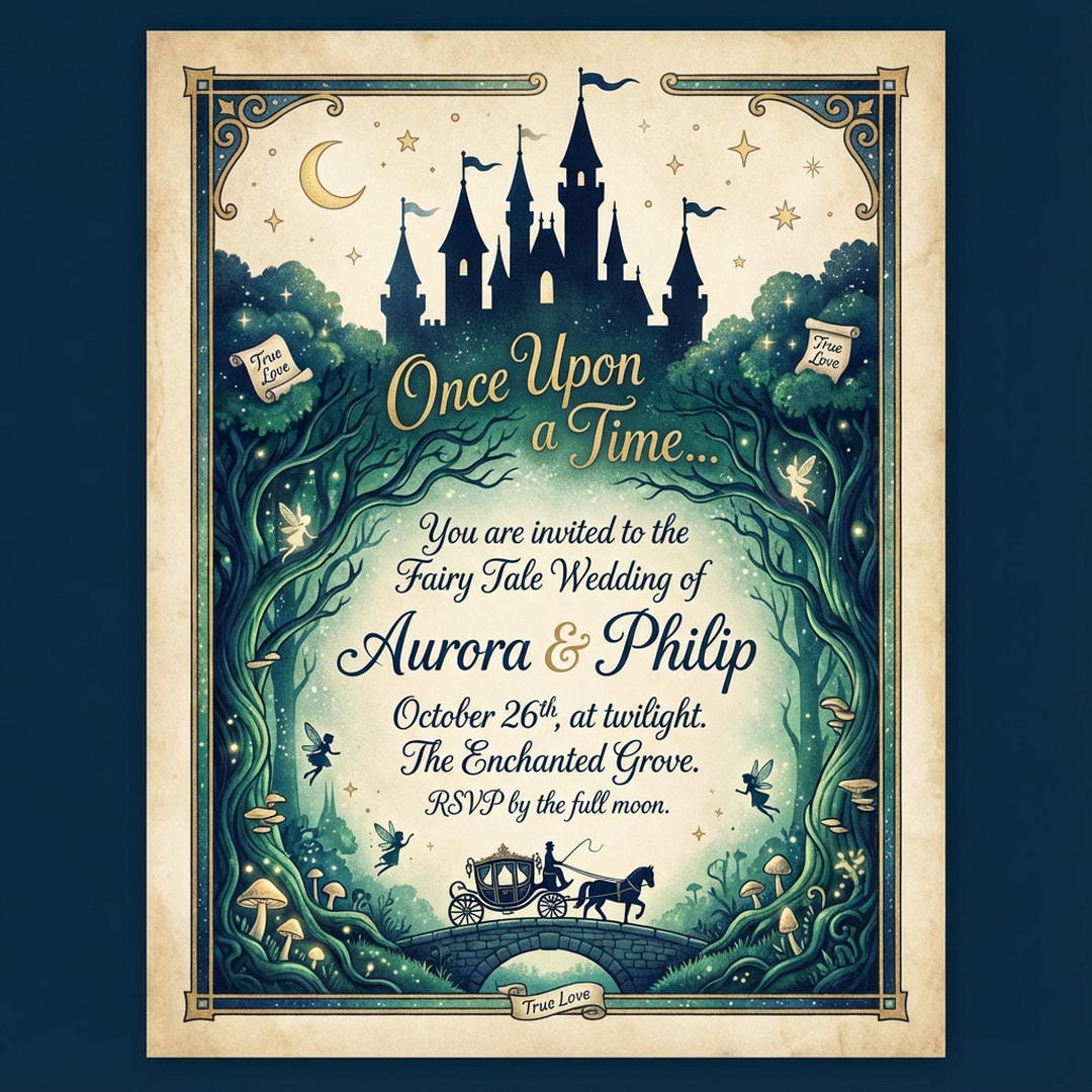 fairytale wedding invitation magical forest castle