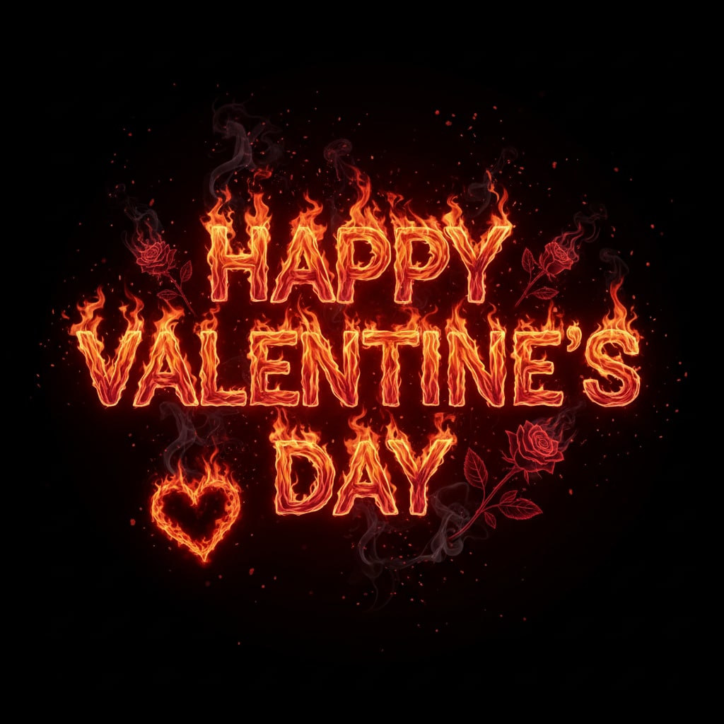 Valentine's Day 's Fire Flame Burning Letters 2026