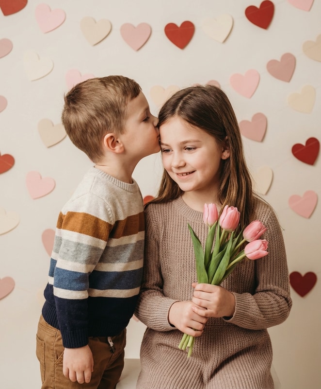 brother sister tulips valentine photo