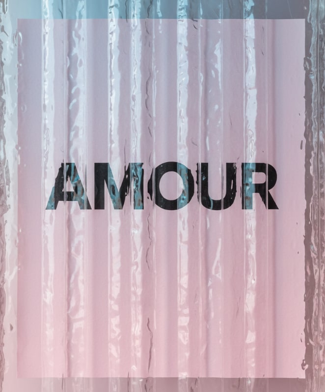 Frosted Glass Love Text