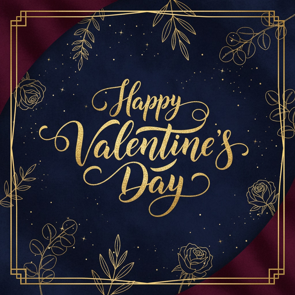 Valentine's Day 's Gold Foil Calligraphy Image 2026