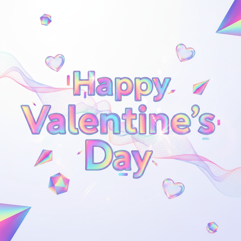 Valentine's Day 's Holographic Iridescent Text 2026
