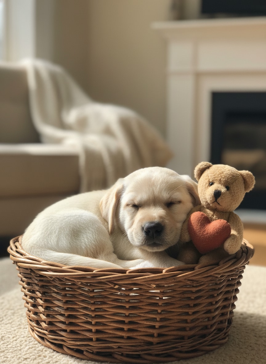 Labrador Puppy Wicker Basket