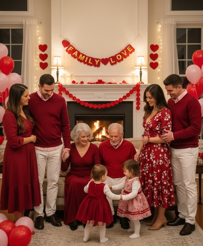 large family valentines day portrait ideas