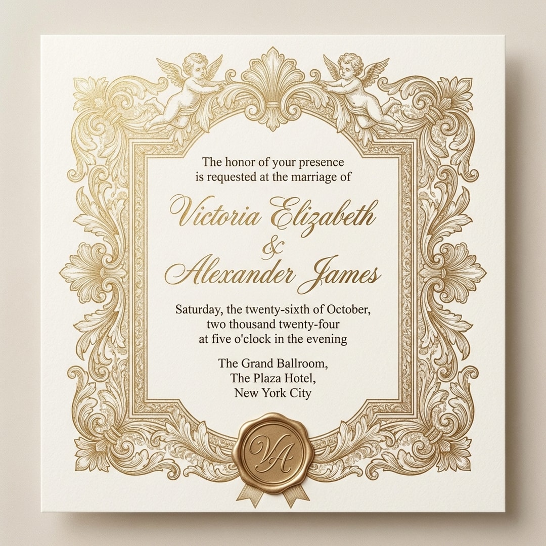 luxury gold wedding invitation ornate foil design