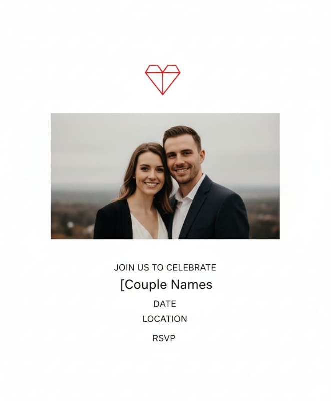 minimalist wedding invitation modern couple photo