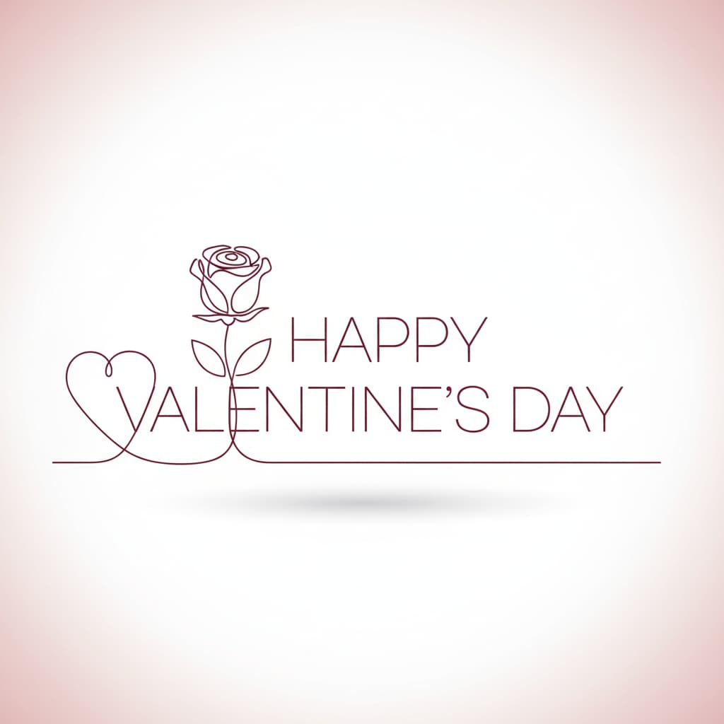 Valentine's Day 's Minimalist Line Art Typography 2026