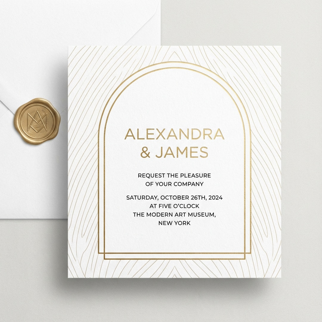 modern minimalist wedding invitation geometric design