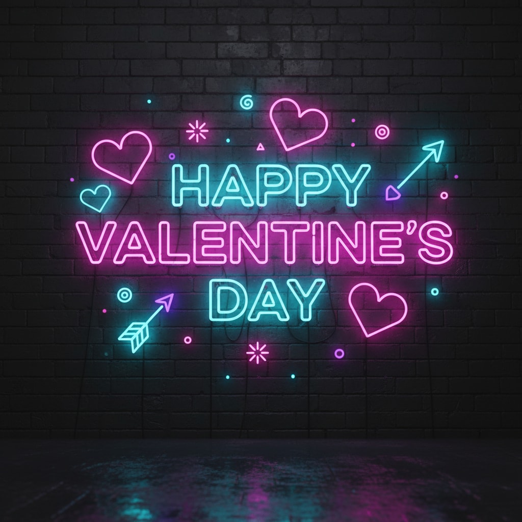 Valentine's Day 's Neon Glow Typography 2026