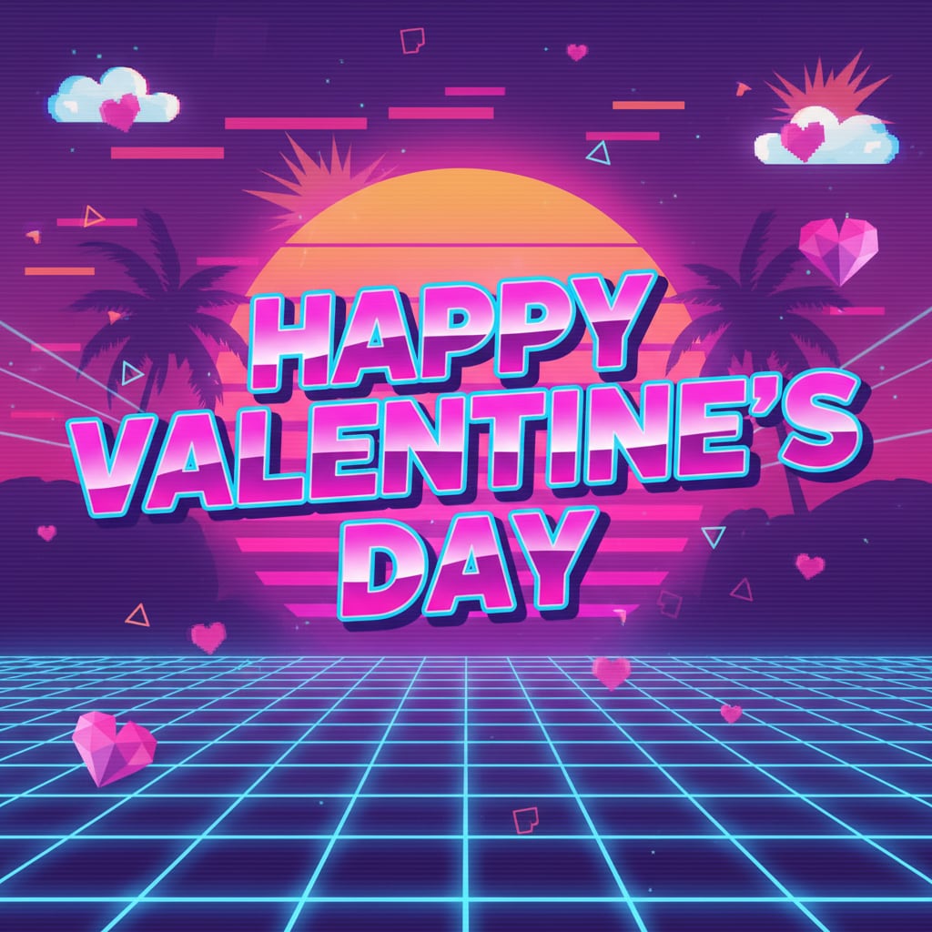 Valentine's Day 's Neon Retro 80s Synthwave 2026