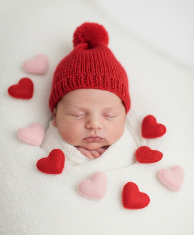 Newborn Red Knit Hat 15