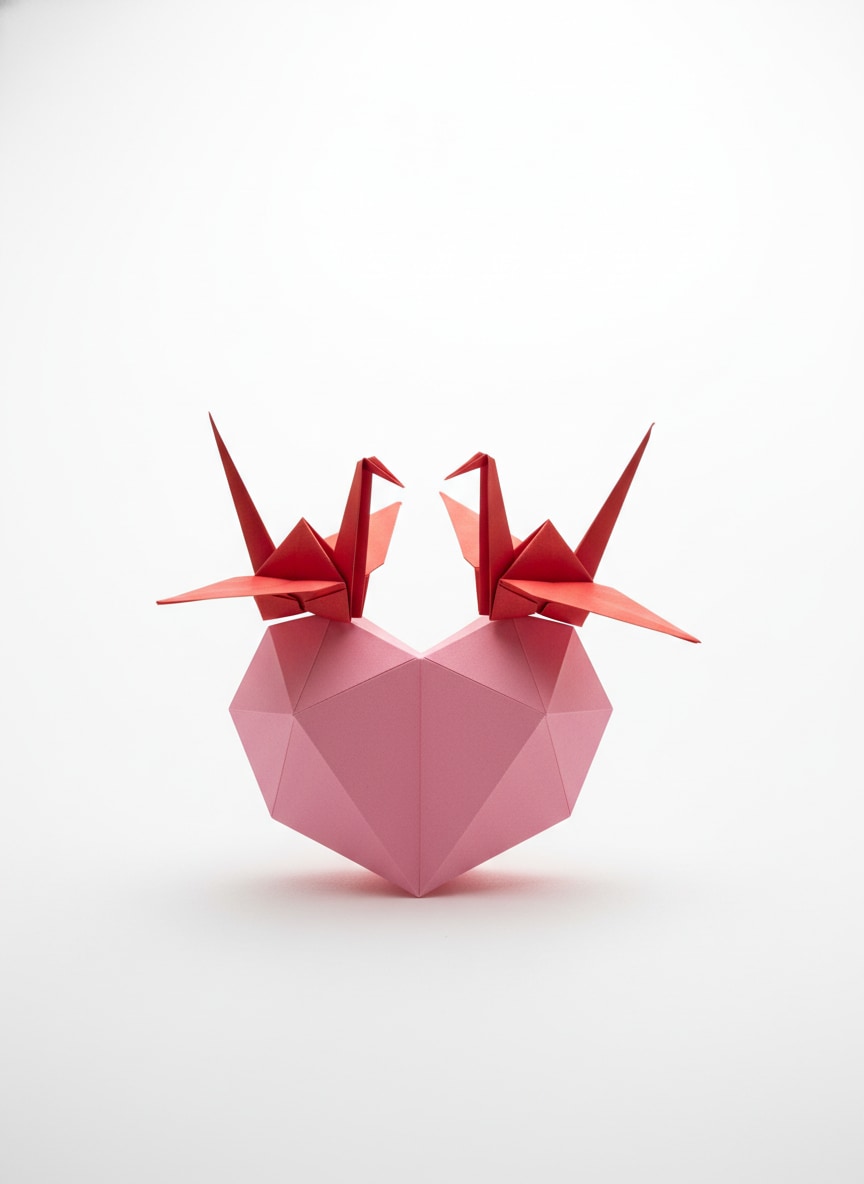 Origami Cranes Paper Heart