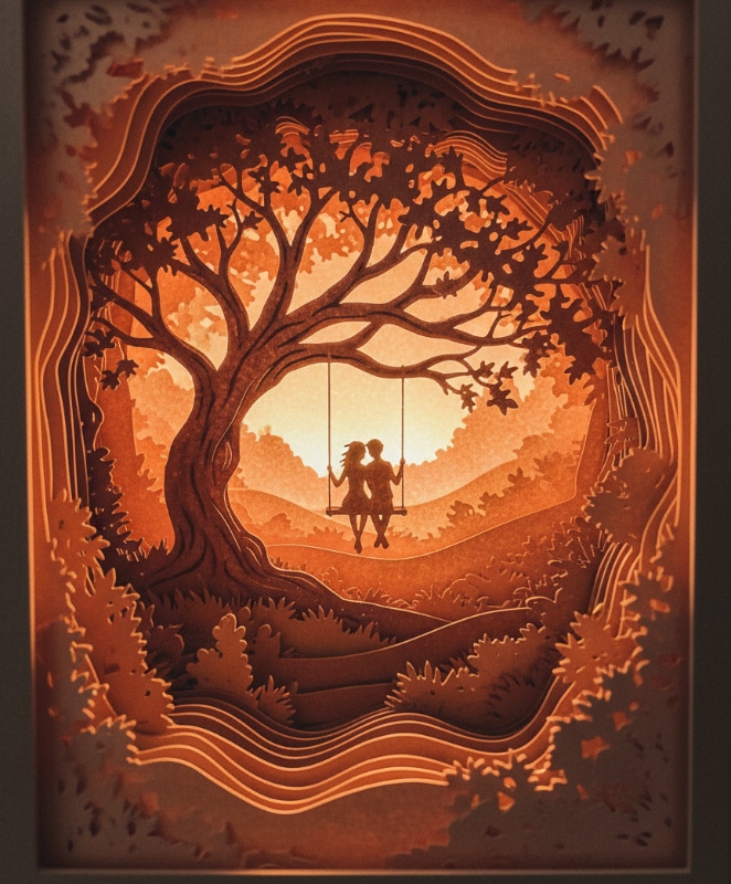 Paper Cut Lightbox Sunset