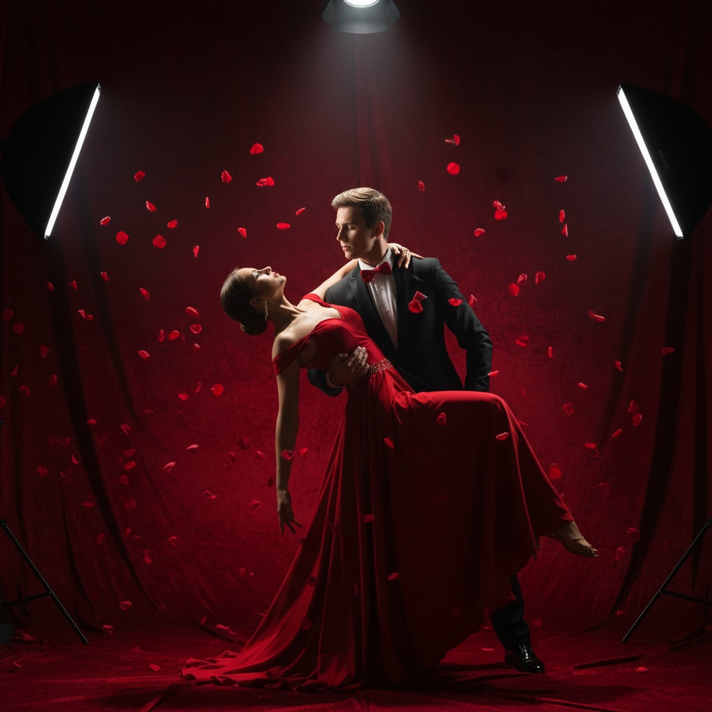 studio valentines couple portrait