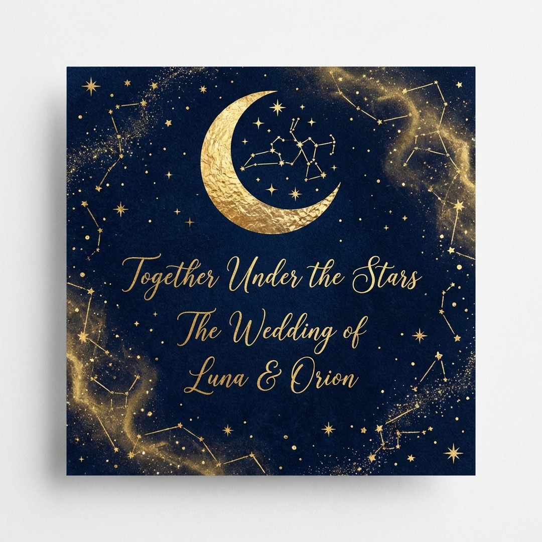 celestial starry night wedding invitation mystical