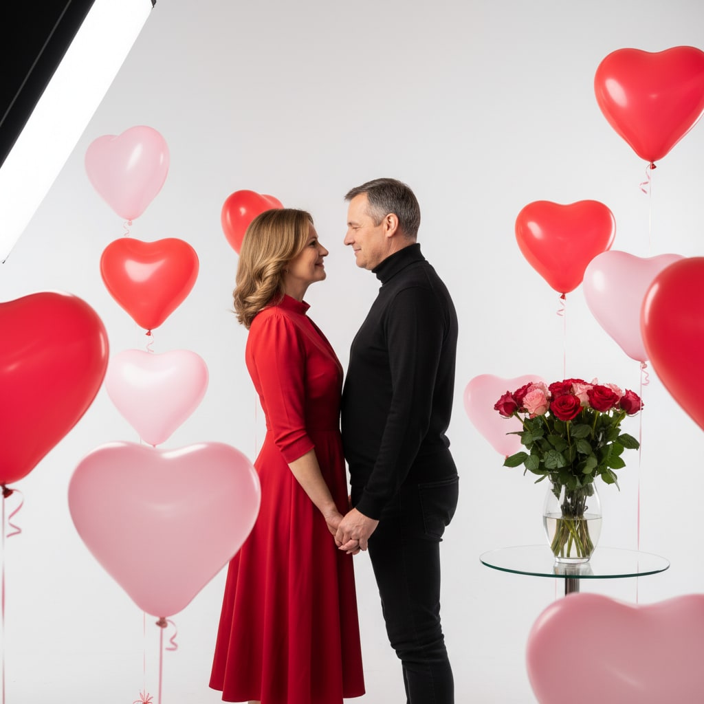 studio valentines couple portrait