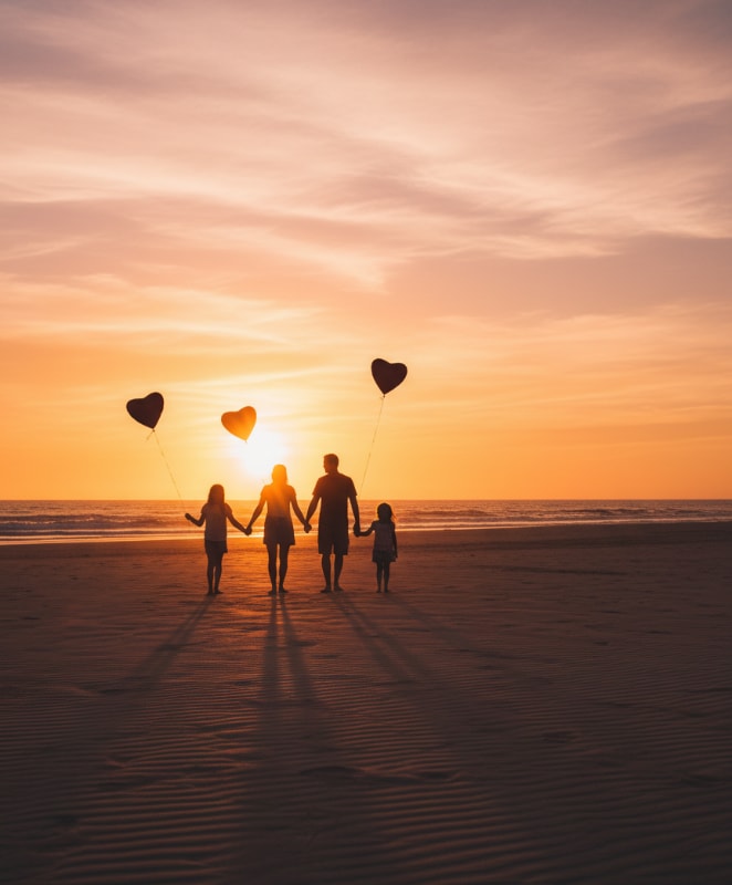 valentine family sunset silhouette photos