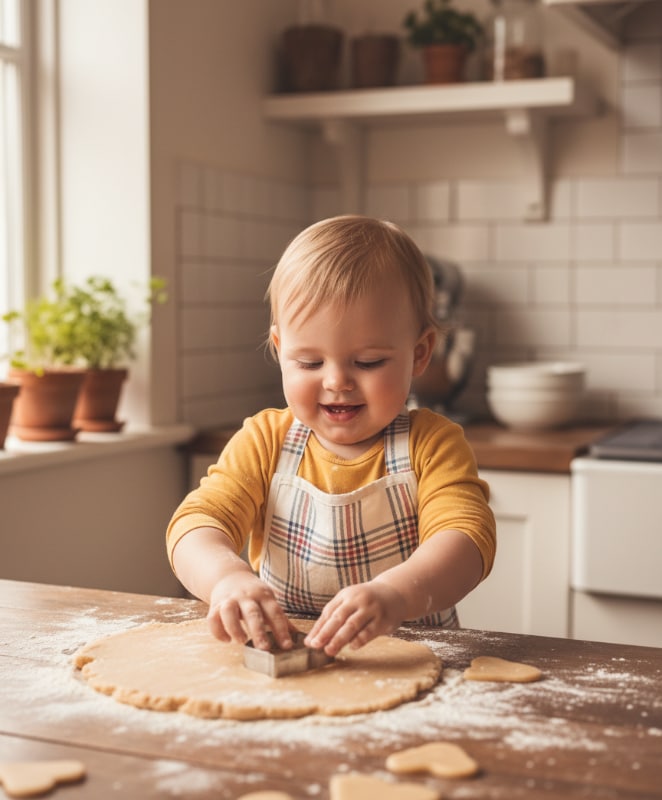 Toddler Baking Heart Cookies 14