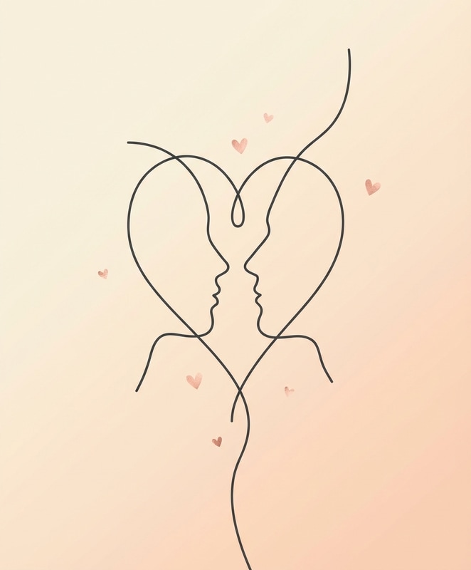 valentine computer background - minimalist line art with negative space