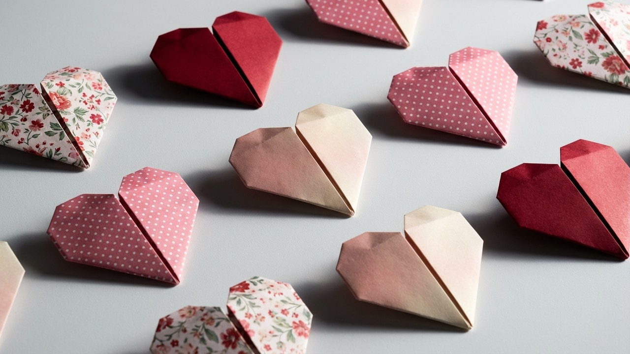 valentine computer wallpaper origami hearts