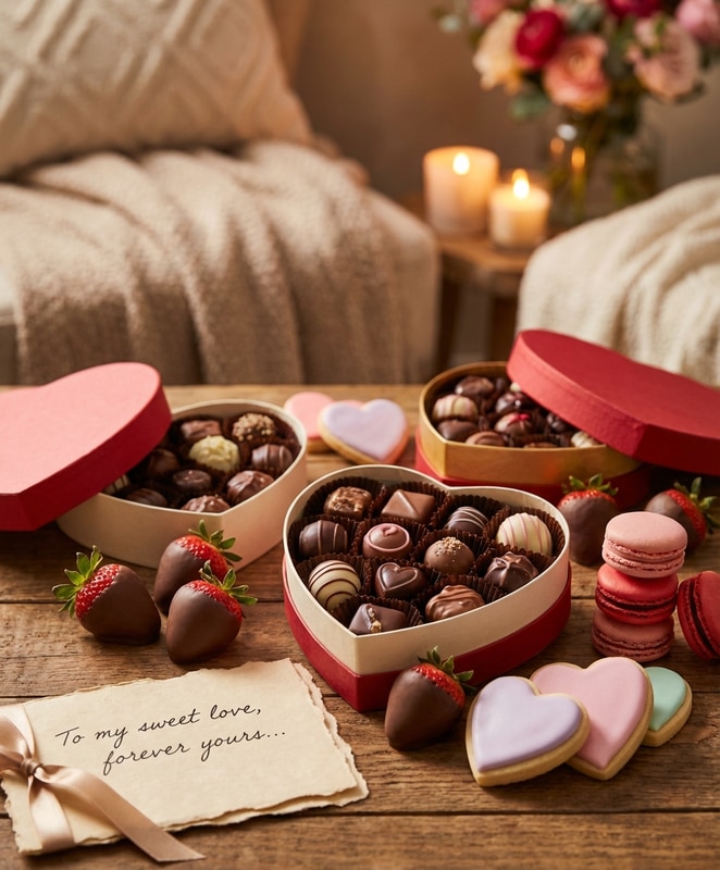 valentine computer wallpaper - gourmet chocolates and sweet treats