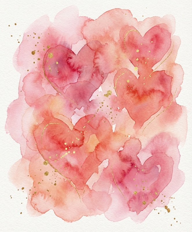 valentine wallpaper desktop - dreamy watercolor painting with soft washes