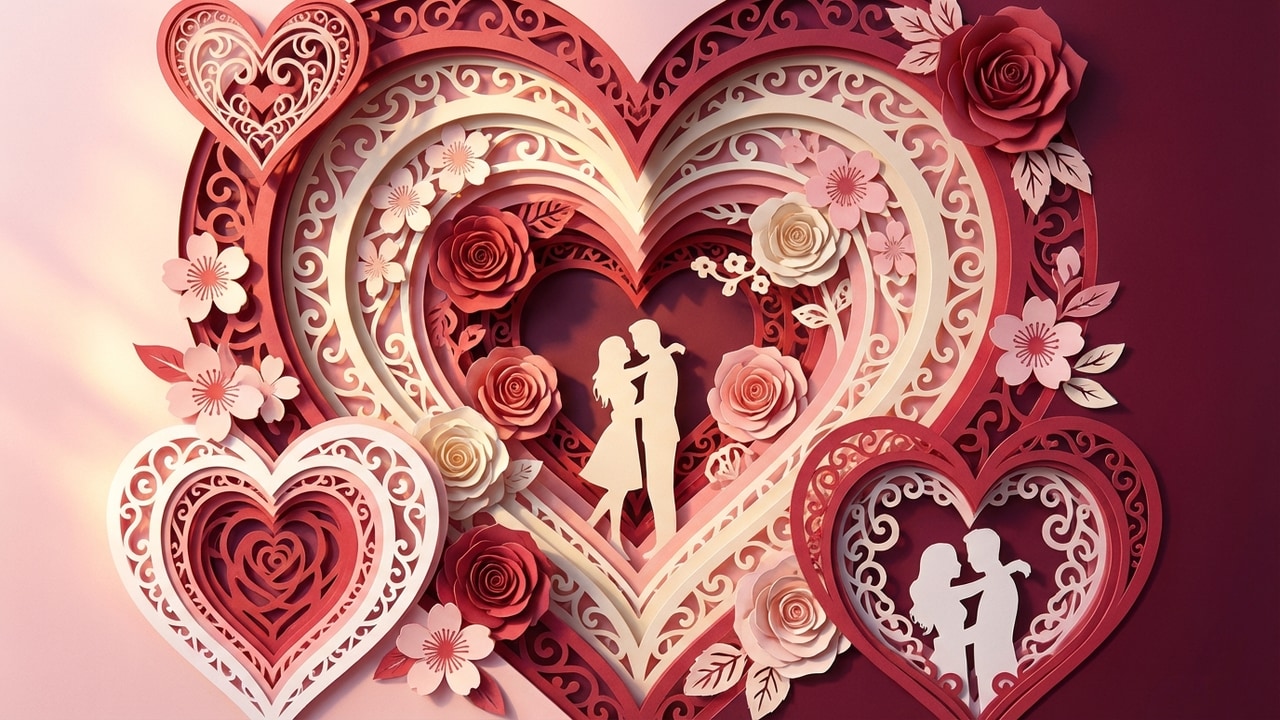 valentines day computer wallpaper paper cut art