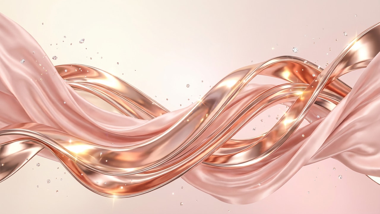 Valentines day wallpaper desktop rose gold - luxurious metallic ribbons elegant design