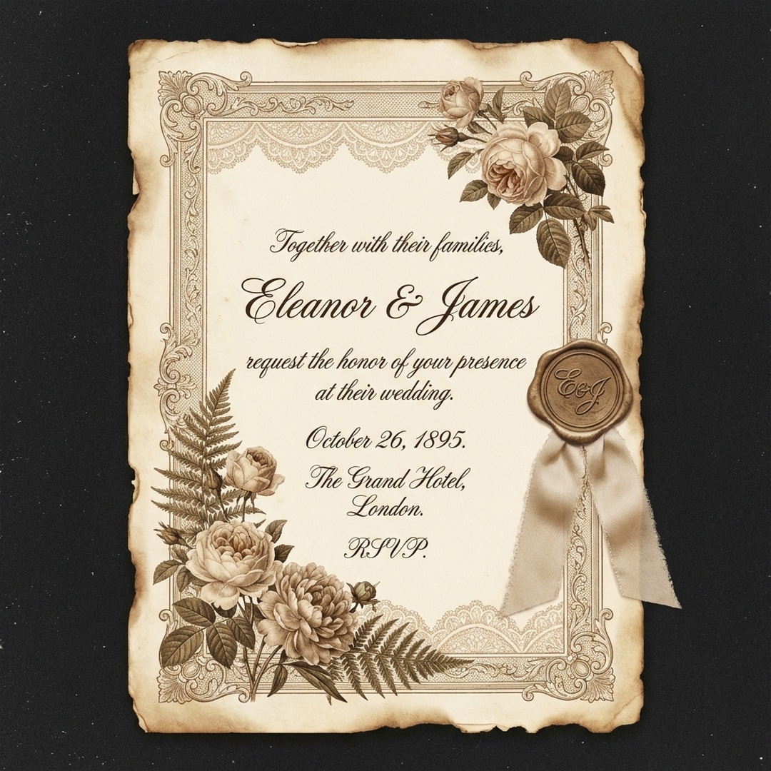 vintage lace wedding invitation antique design