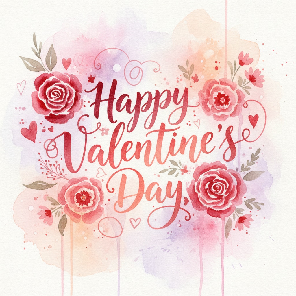 Valentine's Day 's Watercolor Hand-Painted Letters 2026