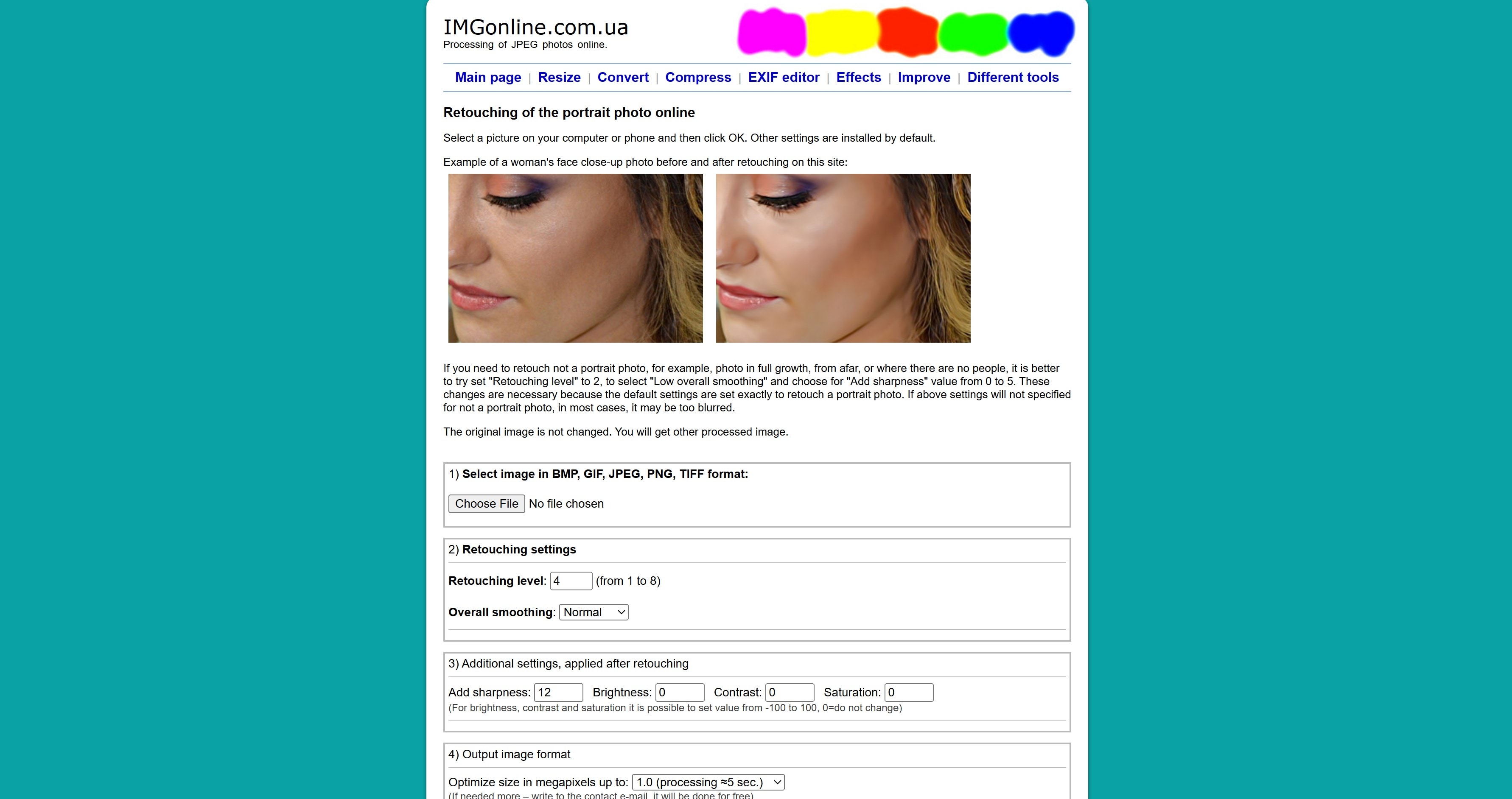 IMGonline Free Retouching App