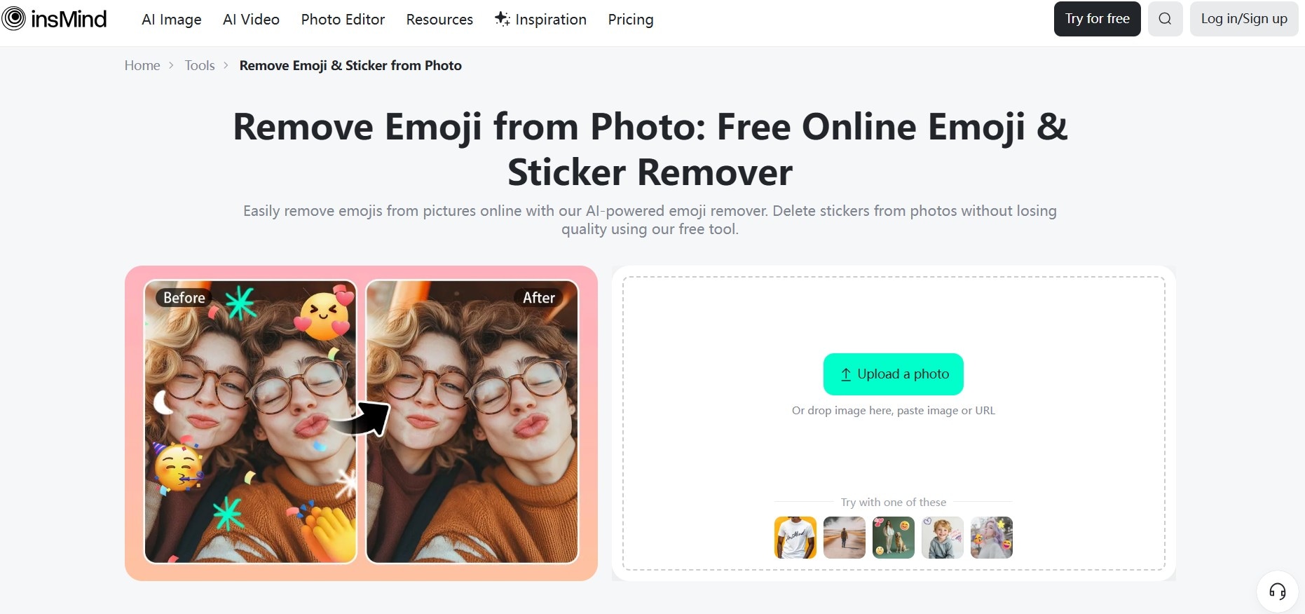 InsMind Selfie Emoji Removed