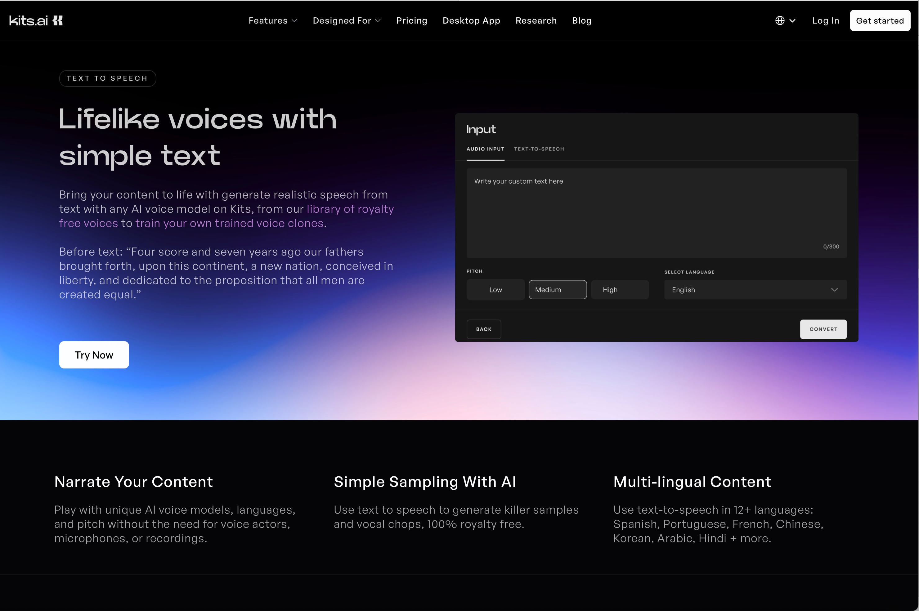 Kits AI Voice Generator Page