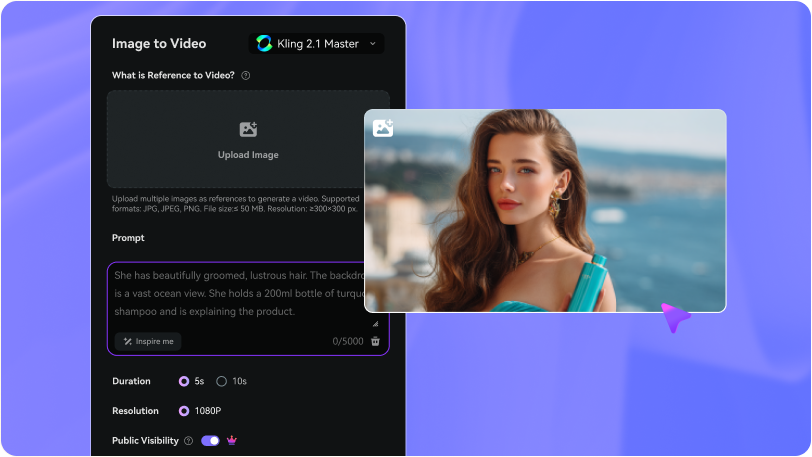 step2 choose kling ai model and upload an image