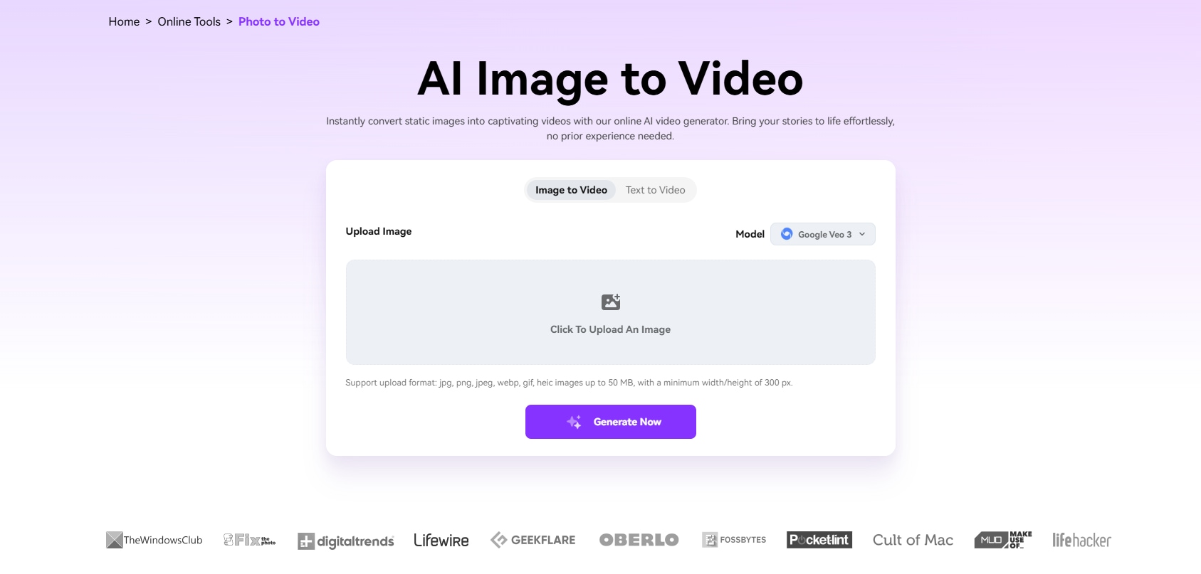 Media.io Image To Video Interface