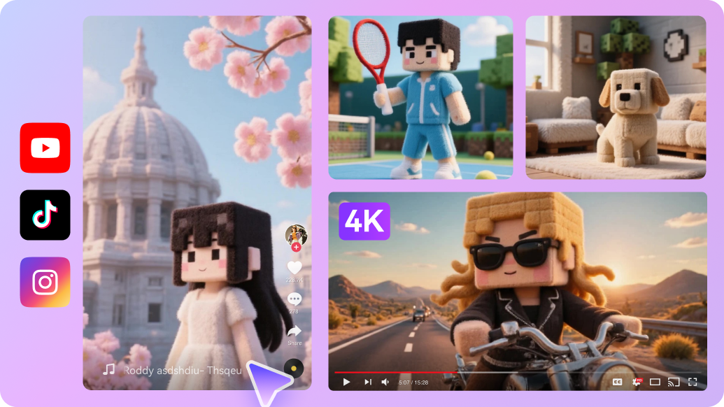 upscale ai generated Minecraft video to 4K