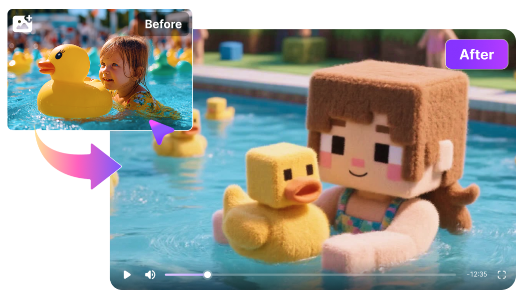 animate photo to minecraft style video